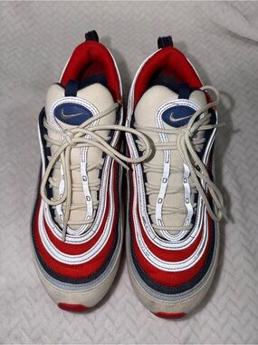 Nike Red White and Navy Wave-Detail Sneakers